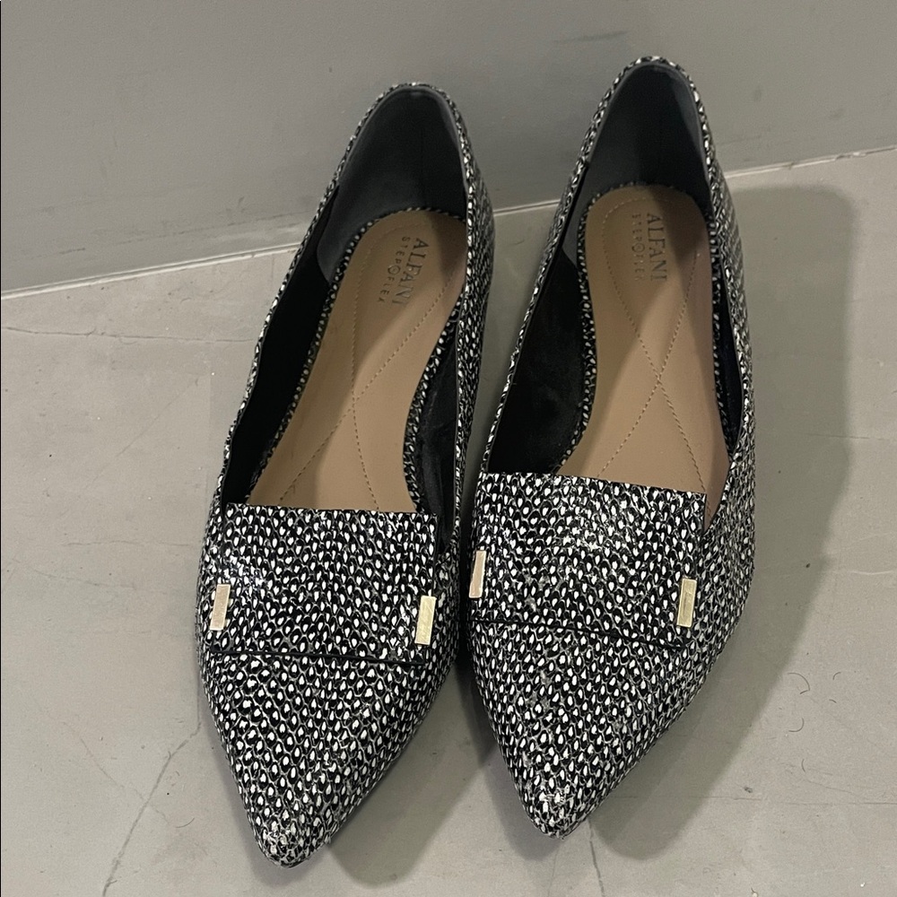 Alfani Black and White Textured Flats